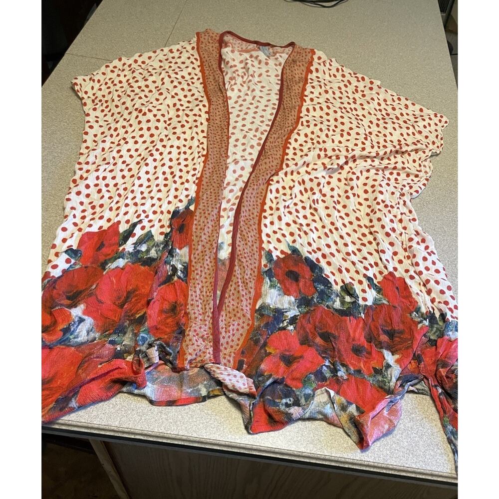 Anthropologie Bl^nk London Long Open Front Polka Dot Floral Kimono One Size Boho